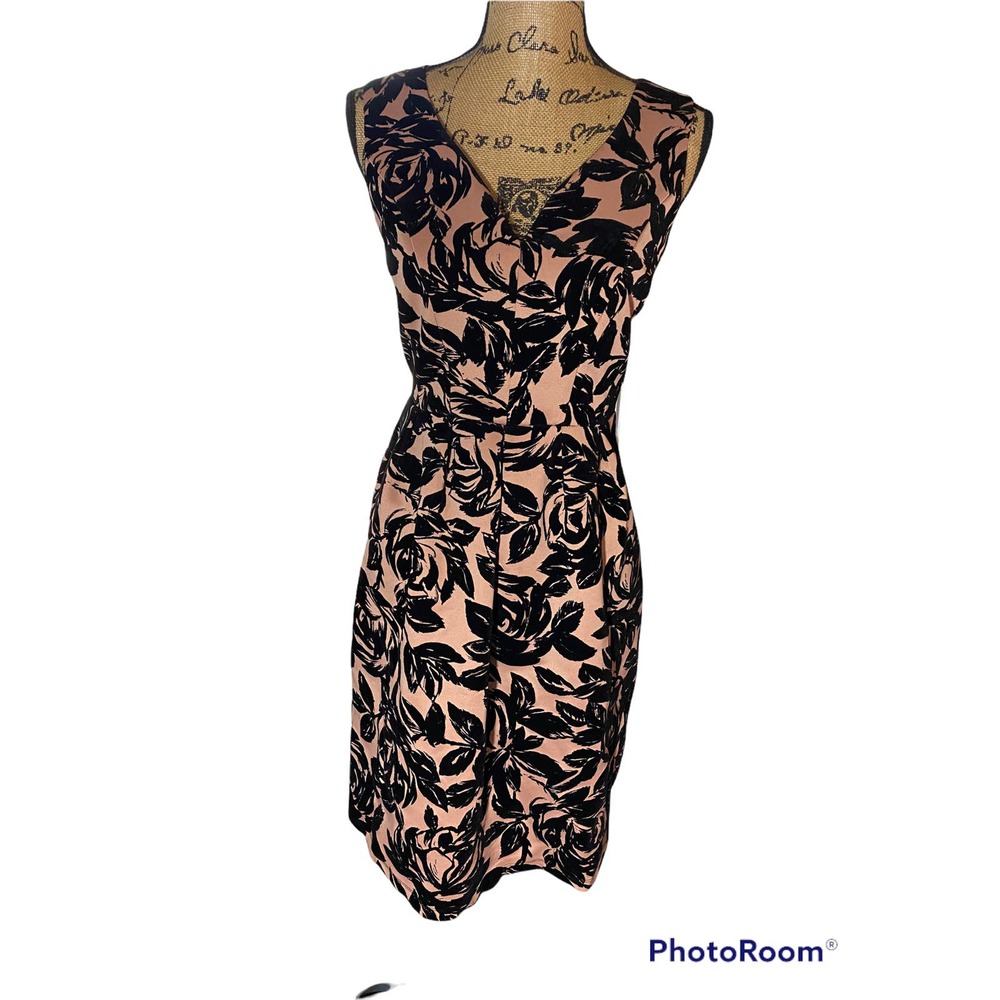 Enfocus Studio Dress V-Neck Sleeveless Size 6 Multi Season Pink Black